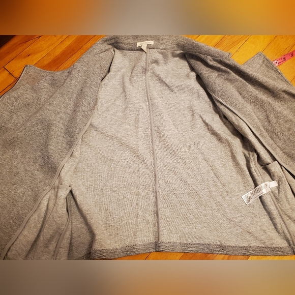 Eileen Fisher grey zipper patterns moto jacket. Long sleeves. Organic cotton. M. - Picture 10 of 13